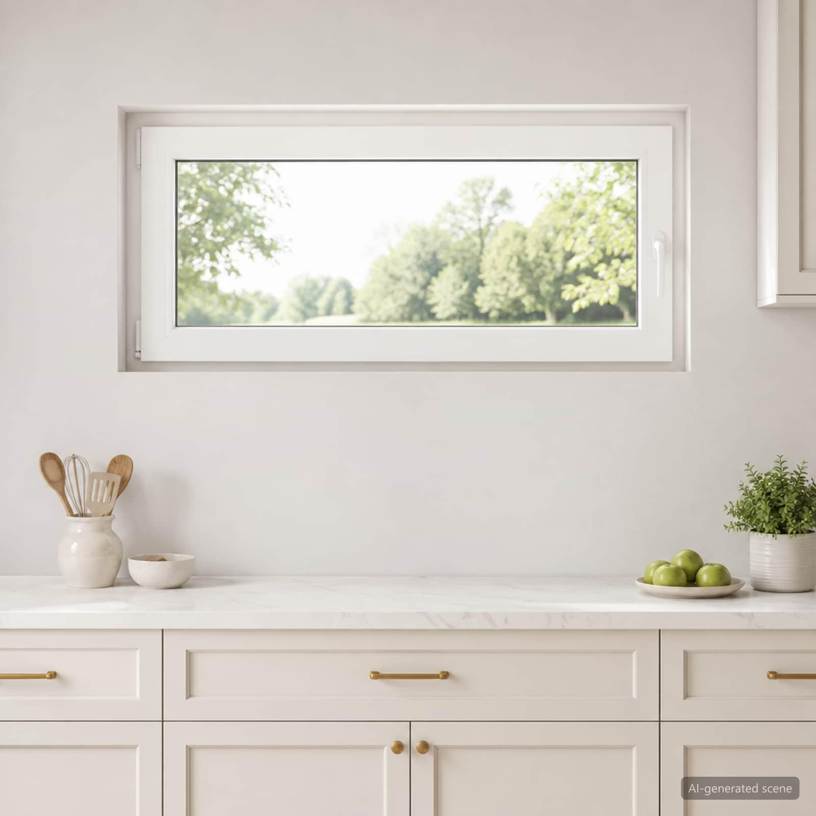 Kældervindue RISOR 110 x 55 cm i PVC og glas - hvid