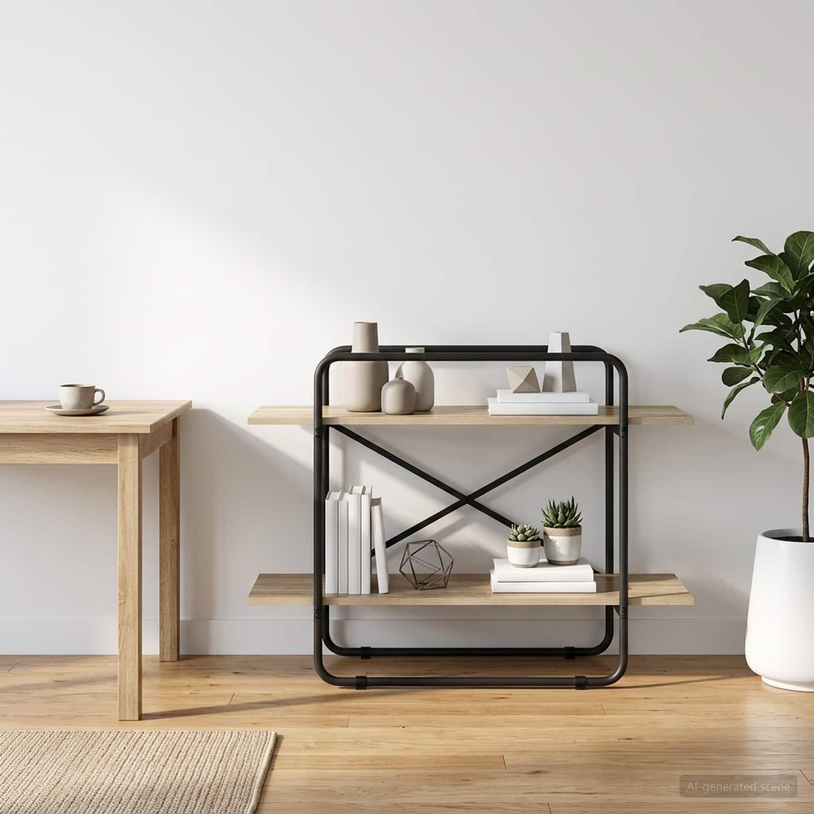 Bogreol med 2 hylder 100 x 35 x 70 cm PB Sonoma-eg