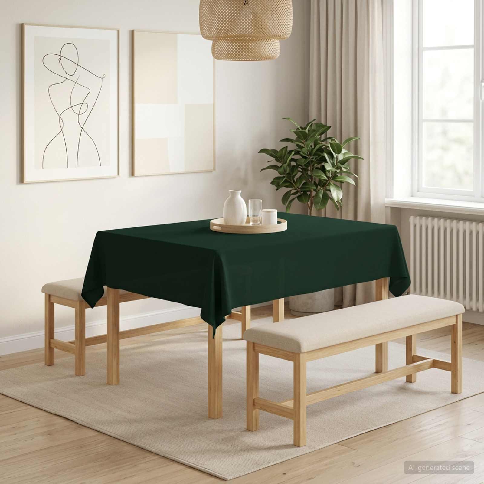 Bordklæde 5 stk. rektangulær mørkegrøn 140 x 160 cm polyester