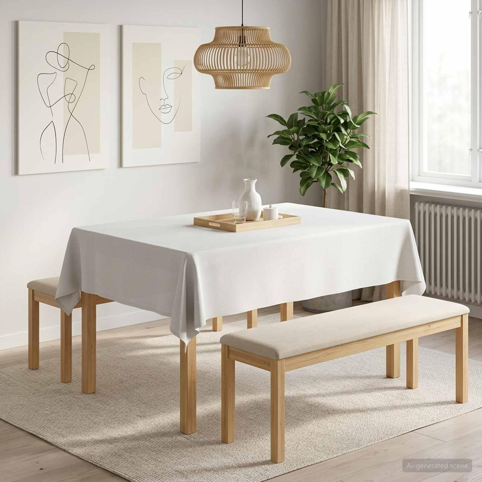 Bordklæde rektangulær hvid 110 x 140 cm