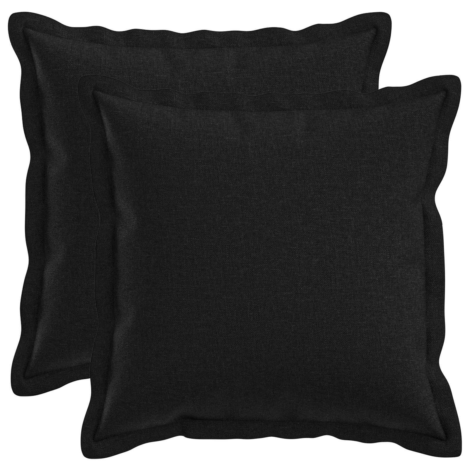 Pyntepuder HOUTEN 2 stk. i sort faux linned 35 x 35 cm