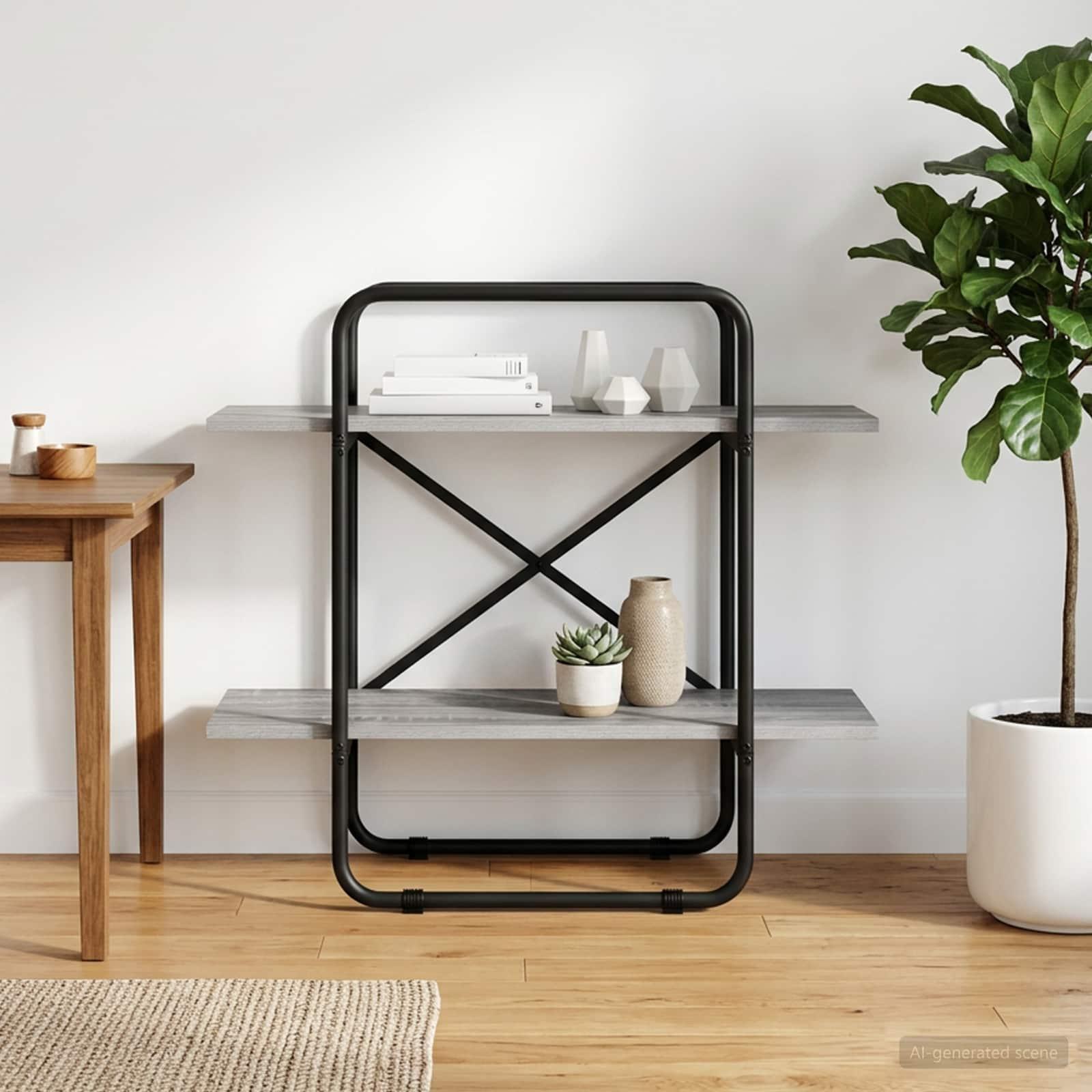 vidaXL Bogreol 2 niveauer 80 x 35 x 70 cm PB Grå Sonoma