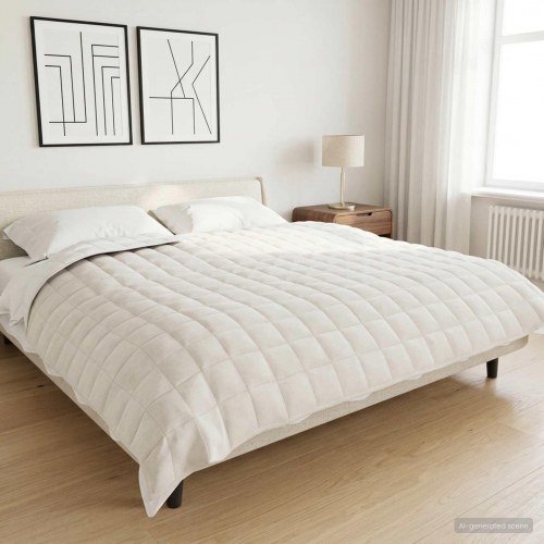 Vægtet tæppe hvid 220 x 260 cm 15 kg i 100% bomuld
