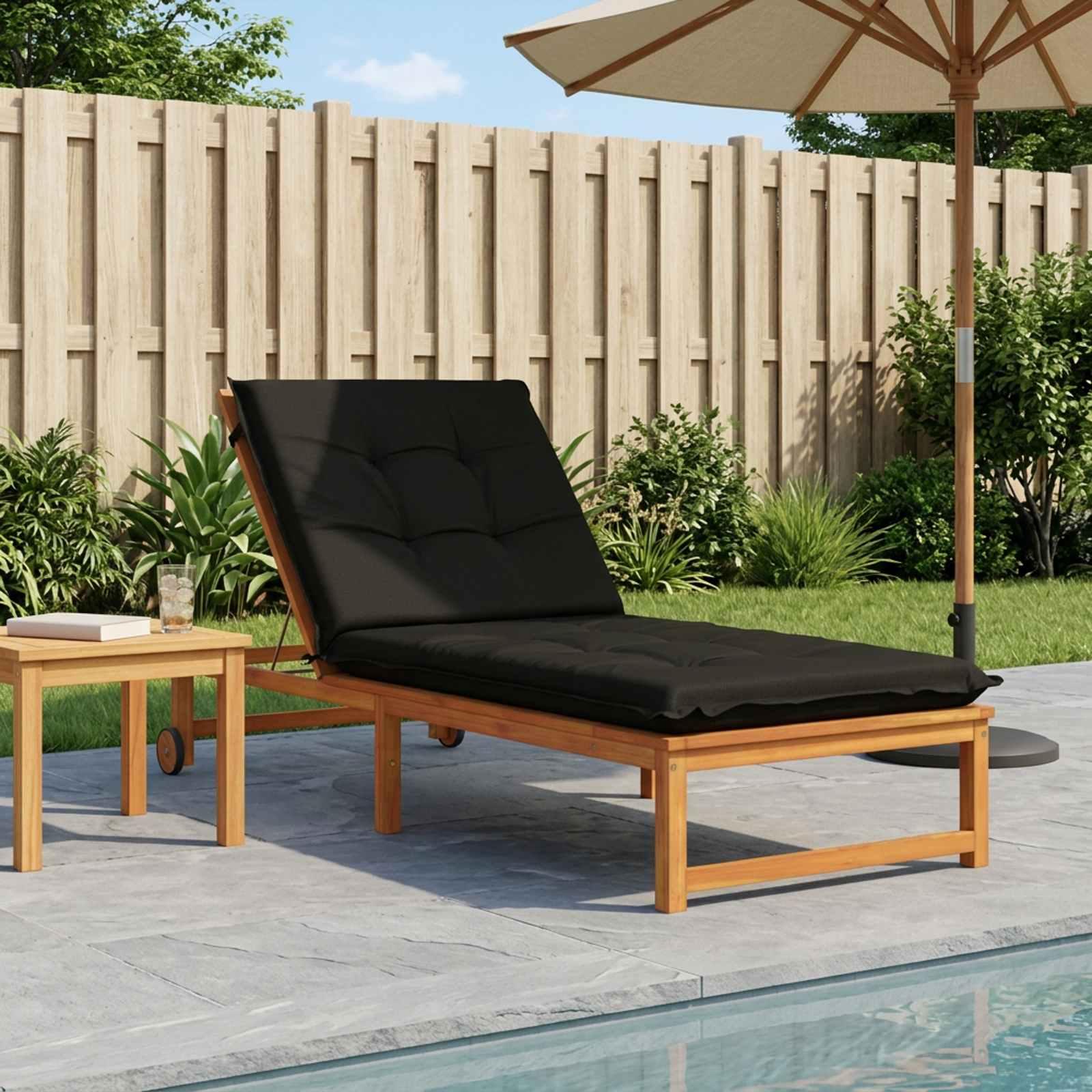 vidaXL Solseng Pude GEMERT 100% polyester Sort 190 x 80 x 9 cm