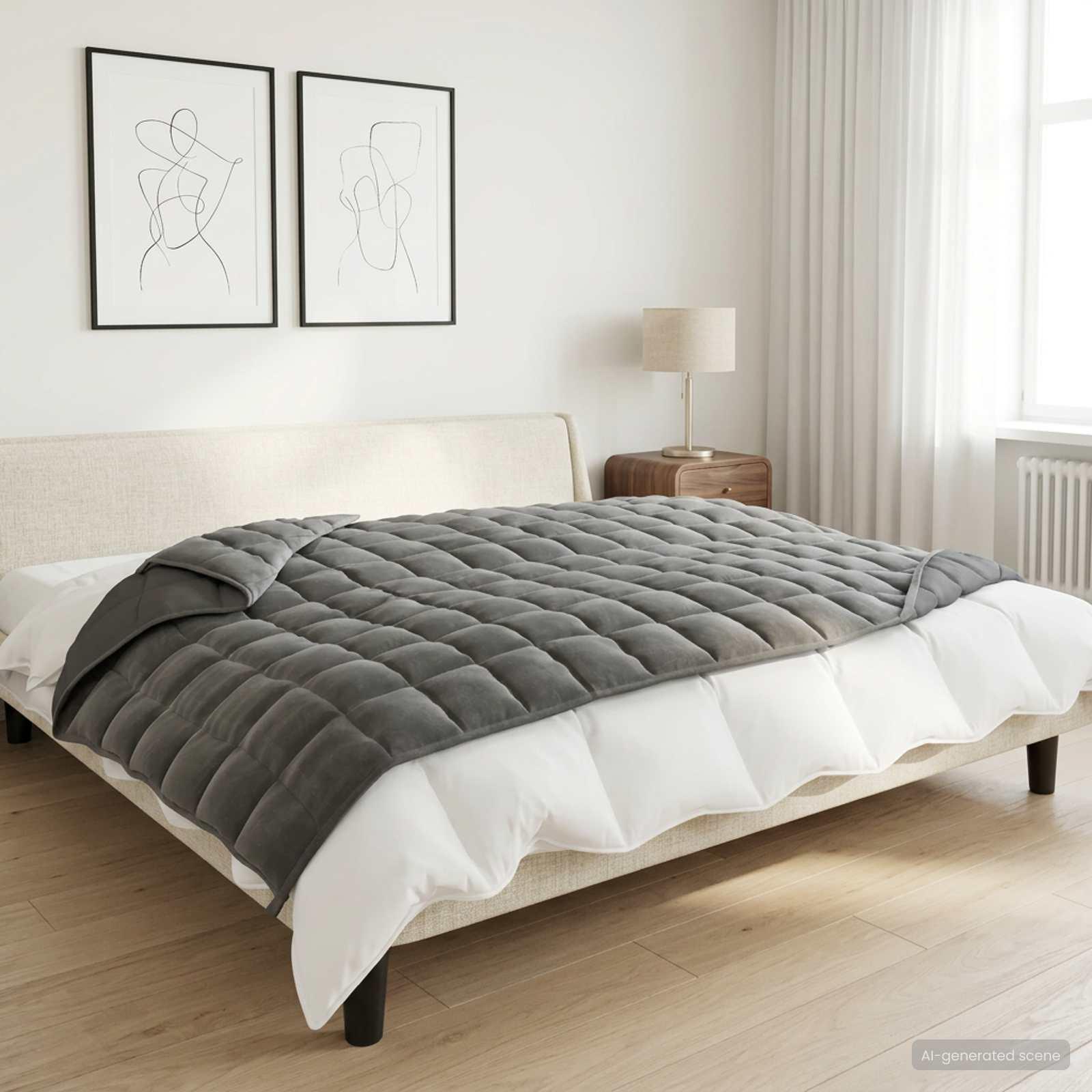 Vægtet tæppe antracit 152 x 203 cm 7 kg i 100% bomuld