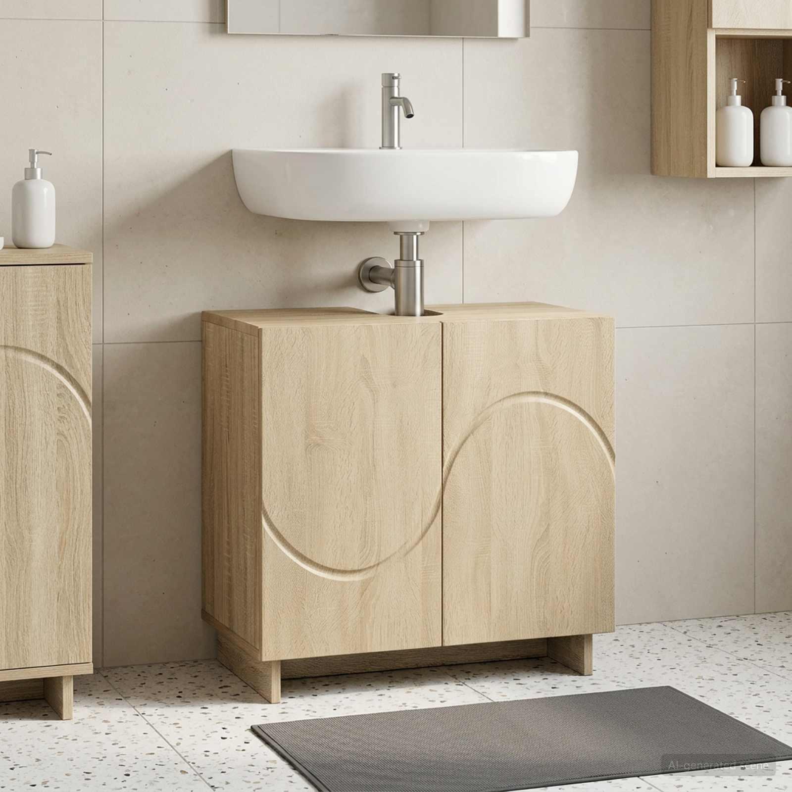vidaXL Badeværelsesskab Sonoma-eg 60 x 41 x 58 cm Konstrueret træ