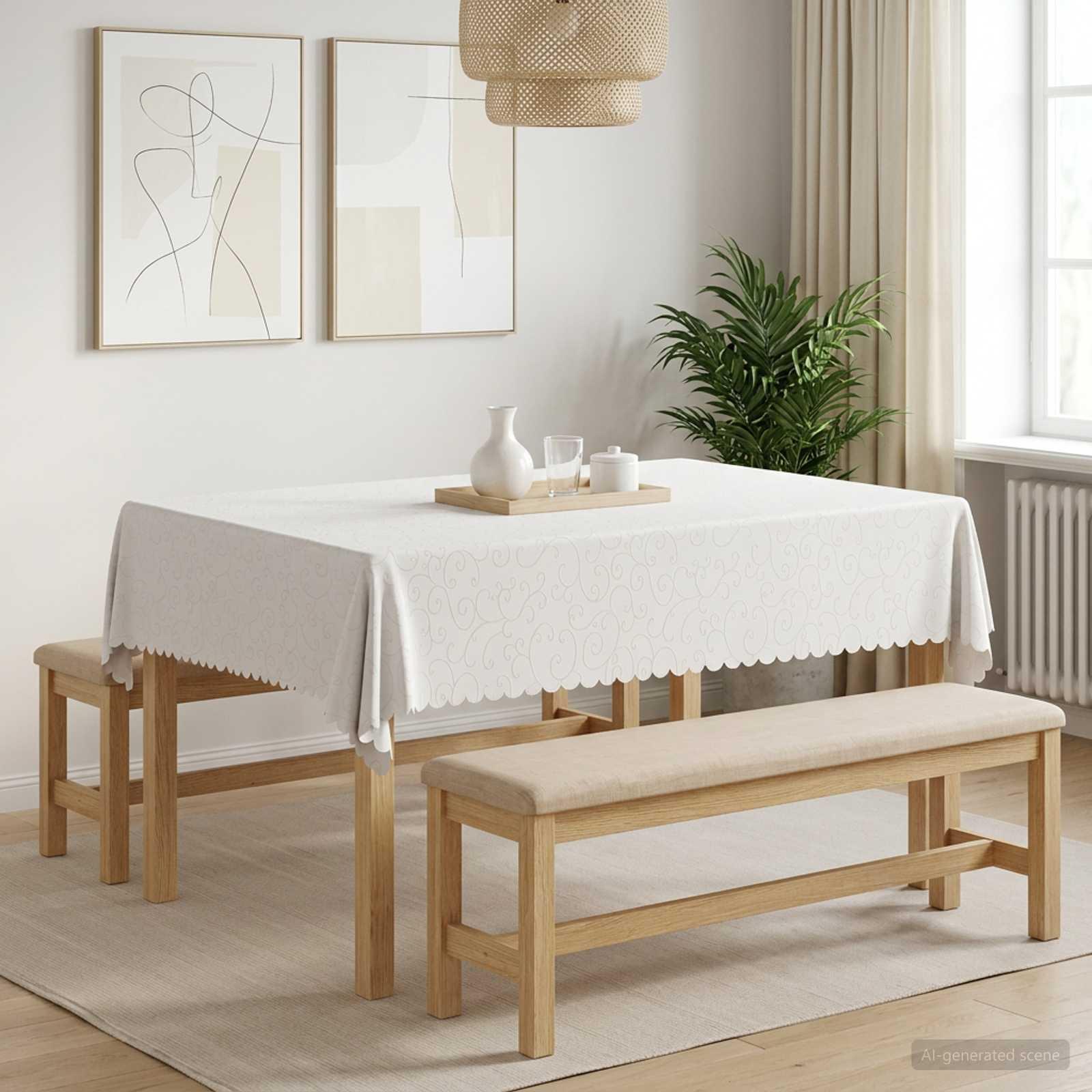 Bordklæde 5 stk. rektangulær hvid 140 x 180 cm