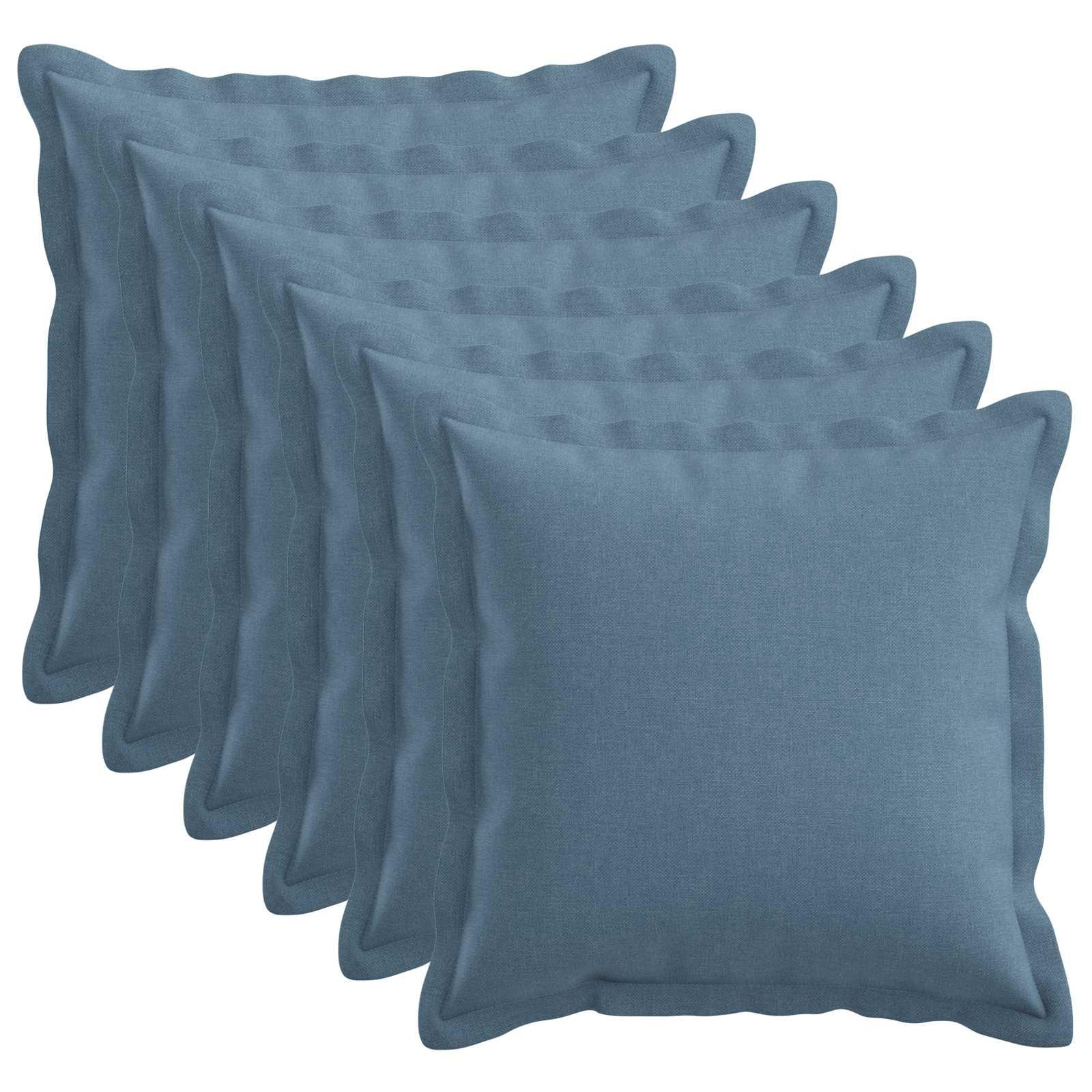 Pyntepuder med fyld HOUTEN 6 stk. 40 x 40 cm jeansblå faux linned