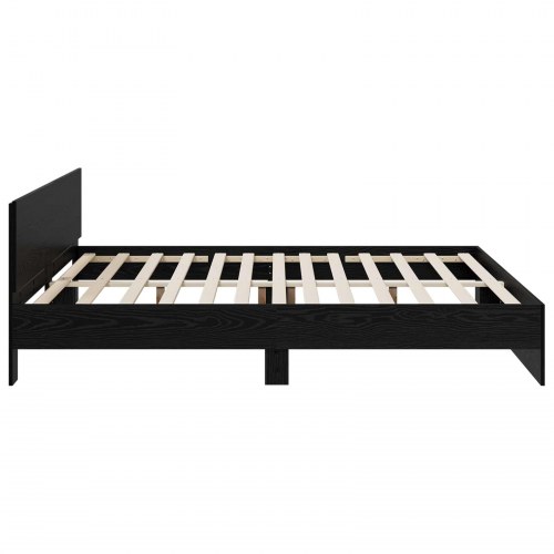 Sengeramme med sengegavl - sort eg, 200 x 200 cm