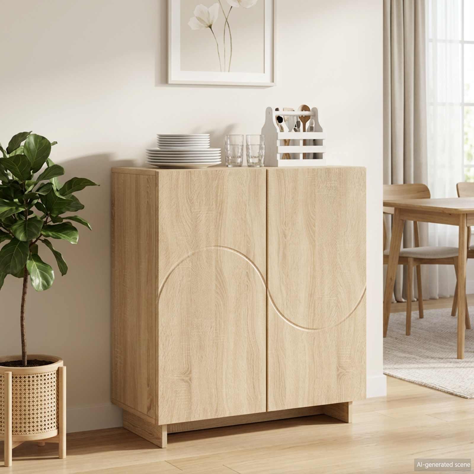 vidaXL Skænk Sonoma-eg 67 x 34,5 x 75 cm Konstrueret træ