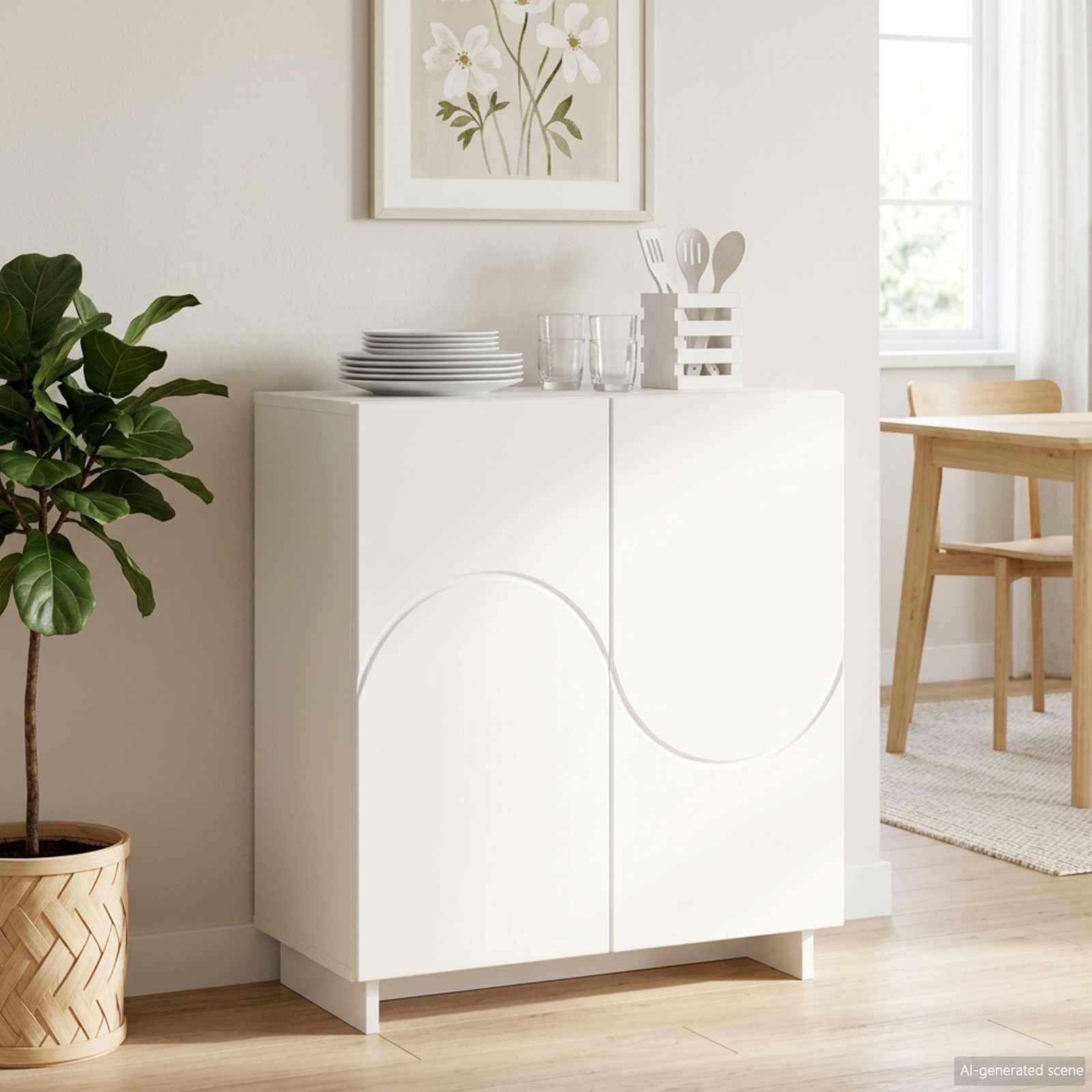vidaXL Skænk Hvid 67 x 34,5 x 75 cm Konstrueret træ