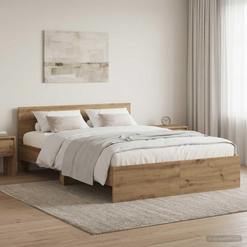 Sengestel med hovedgærde Artisan-eg 135 x 190 cm