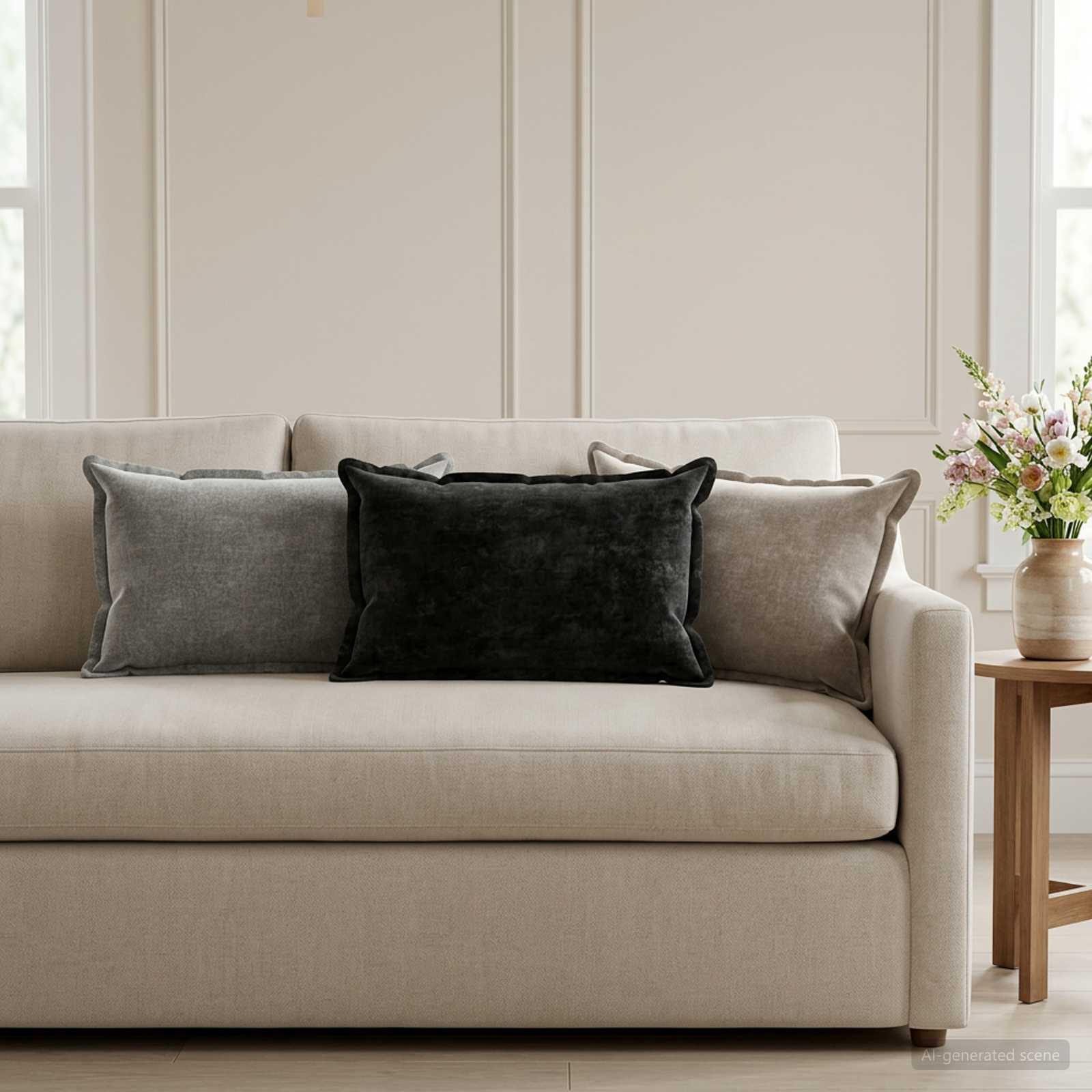 Pudebetræk 2 stk. HOUTEN antracit 40 x 60 cm i chenille stof