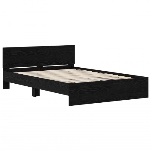 Sengeramme med sengegavl sort eg 160 x 200 cm