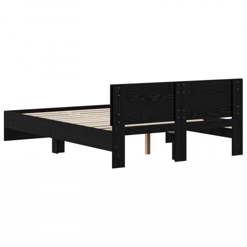 Sengeramme med sengegavl sort eg 160 x 200 cm