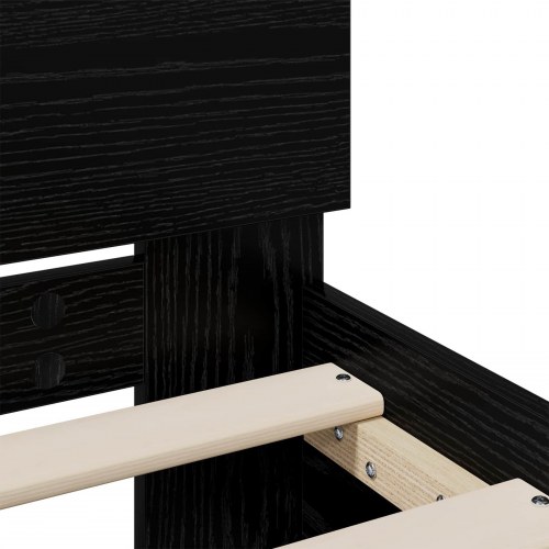 Sengeramme med sengegavl sort eg 160 x 200 cm