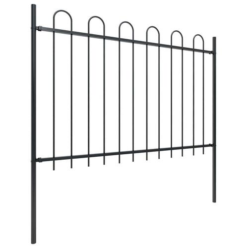 Havehegn med buet top 6,8 x 1,2 m sort stål