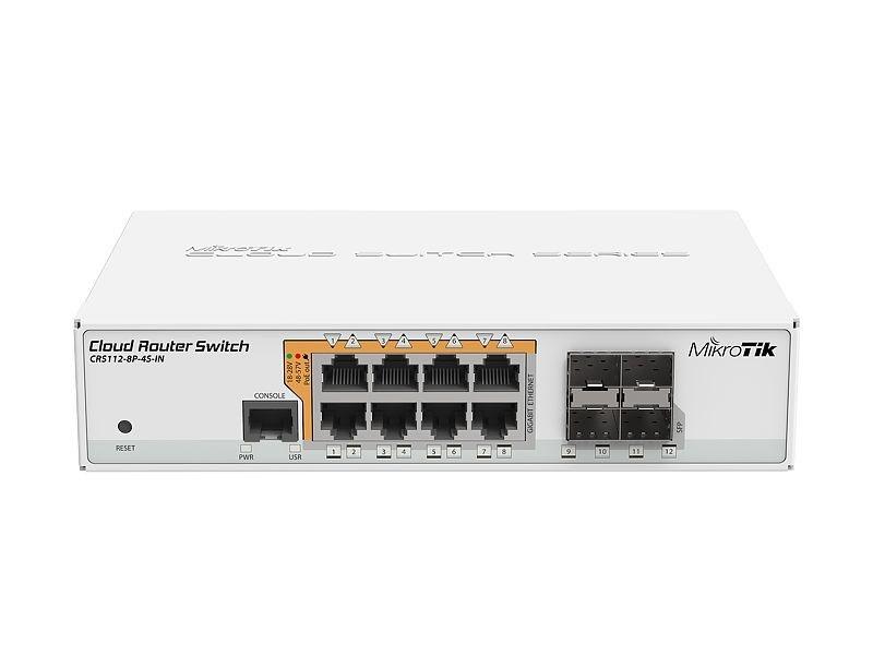 MikroTik CRS112-8P-4S-IN Gigabit netværksswitch med PoE - hvid