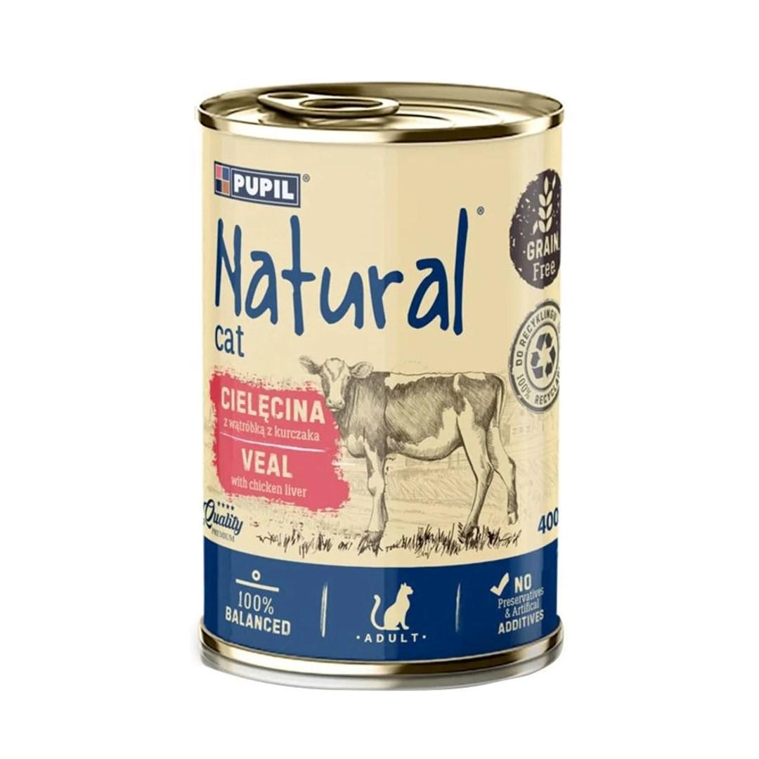 NATURAL Kalv med kyllingelever vådfoder til voksen kat 400 g