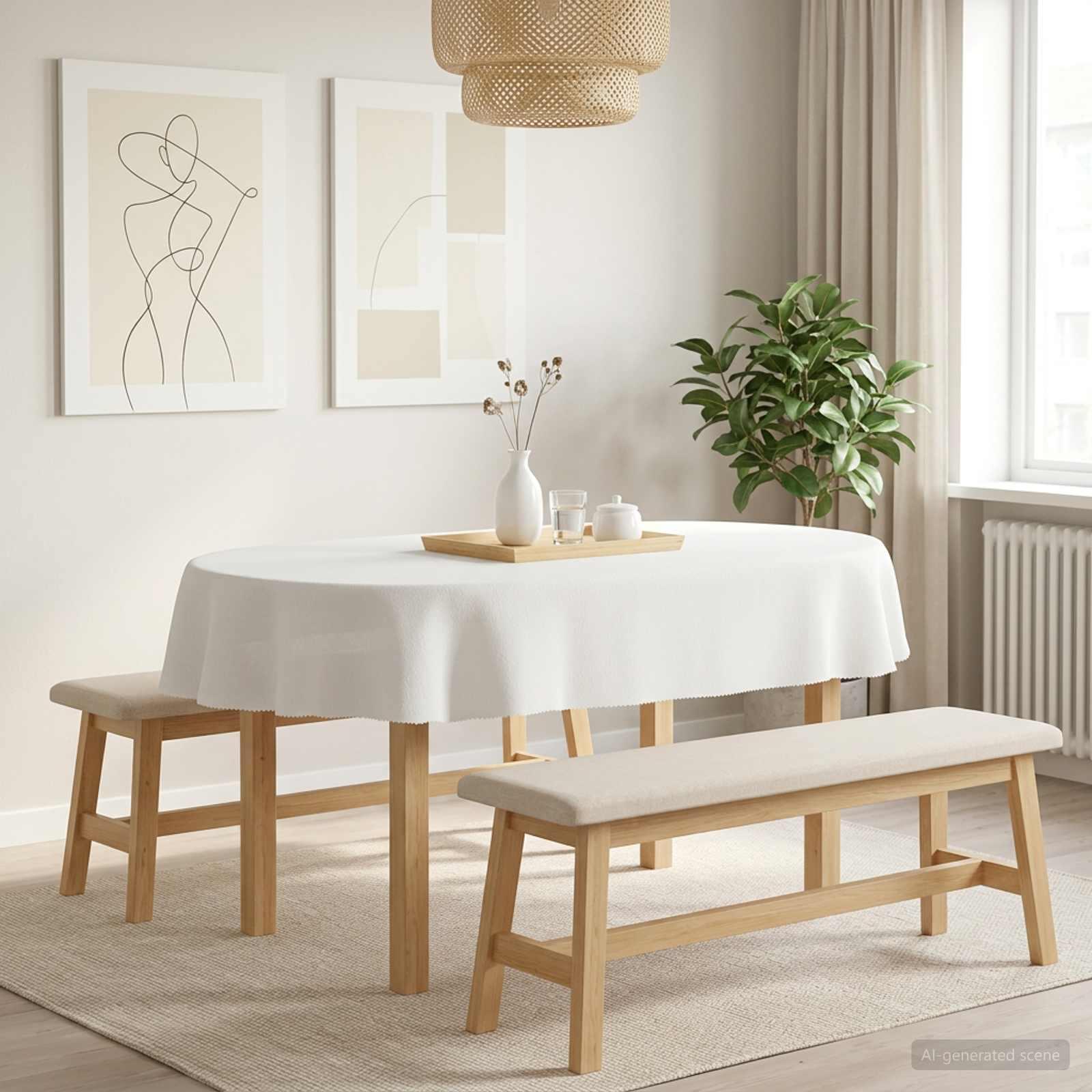 vidaXL Bordklæde Oval Hvid 130 x 180 cm Polyester