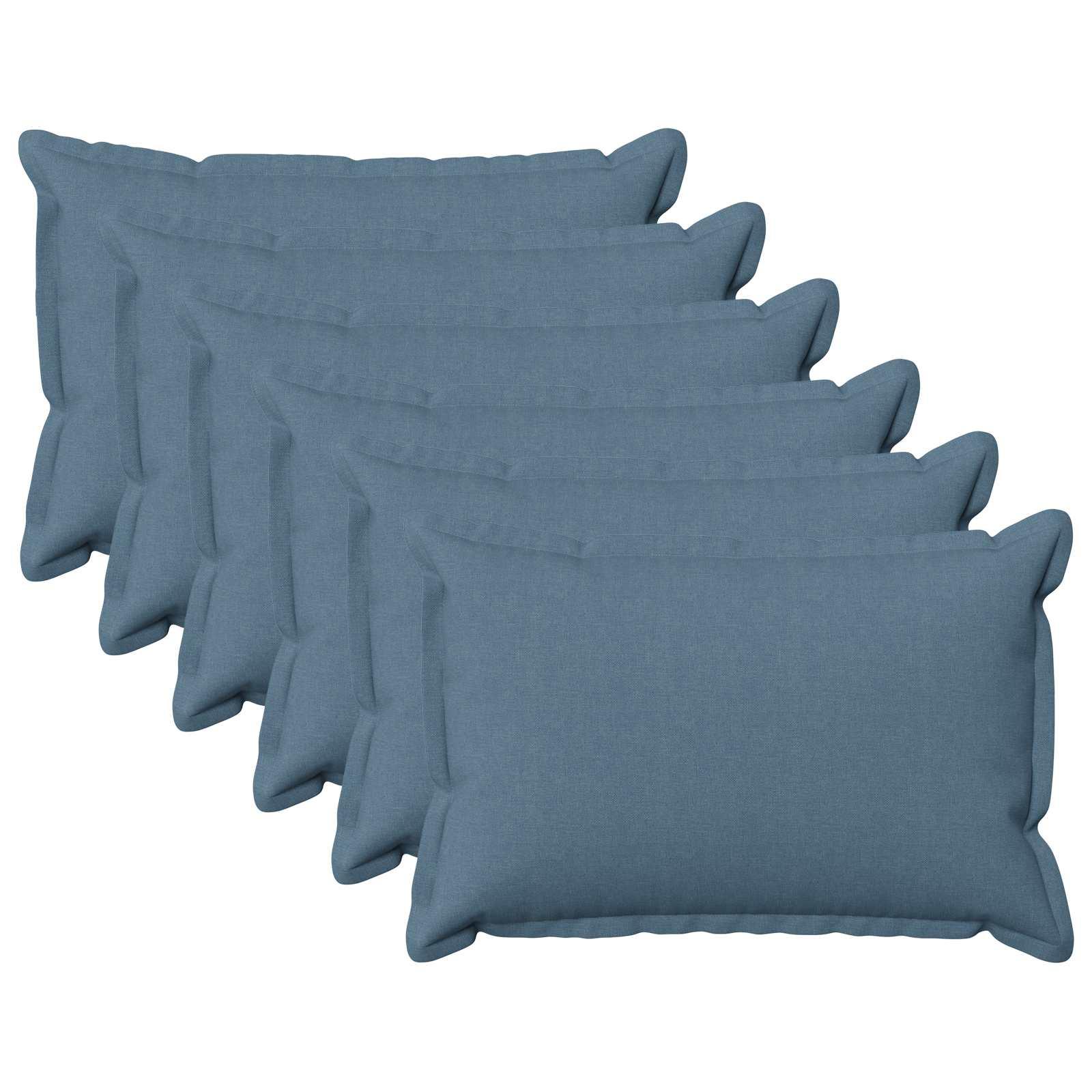 Pyntepuder med fyld HOUTEN 6 stk. 30 x 50 cm jeansblå i faux linned