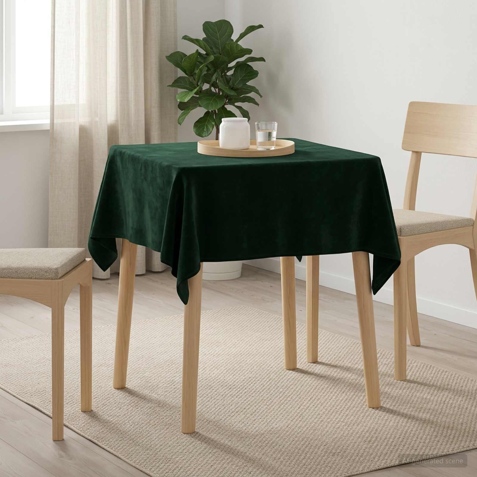 Bordklæde 5 stk. firkantet mørkegrøn 90 x 90 cm polyester
