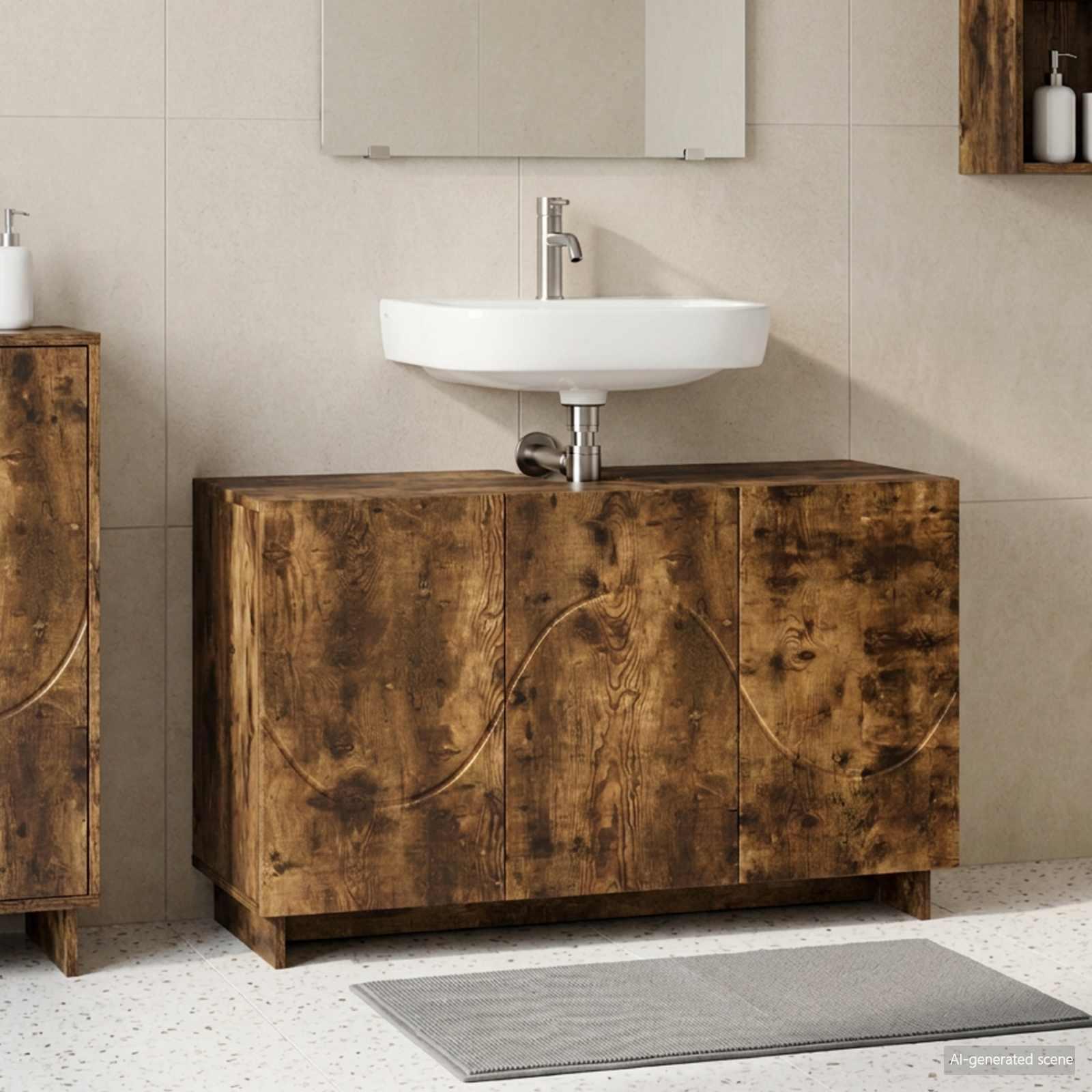 vidaXL Badeværelsesskab Røget eg 101 x 41 x 58 cm Konstrueret træ