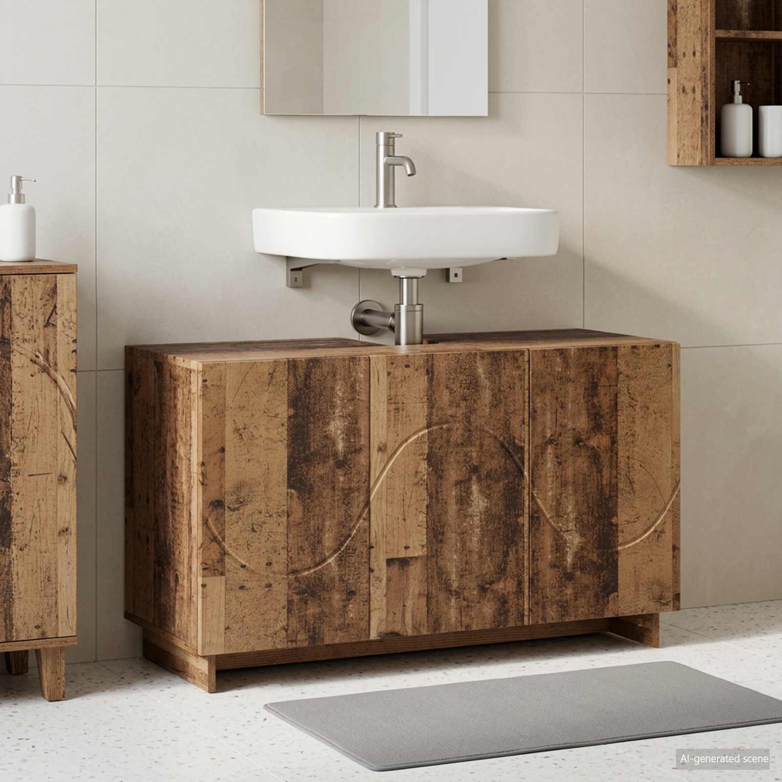 vidaXL Badeværelsesskab Gammelt træ 101 x 41 x 58 cm Konstrueret træ
