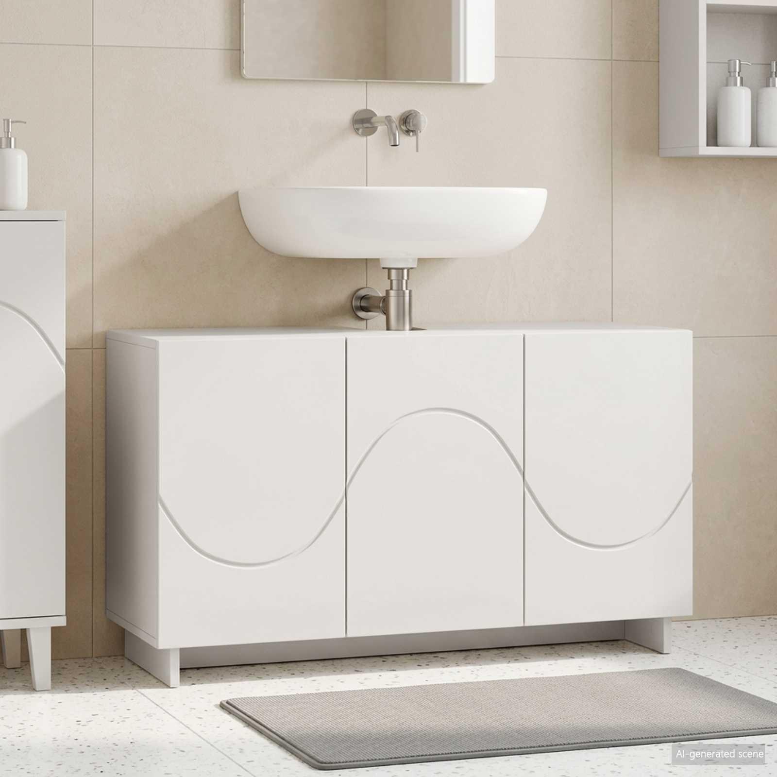 vidaXL Badeværelsesskab Hvid 101 x 41 x 58 cm Konstrueret træ