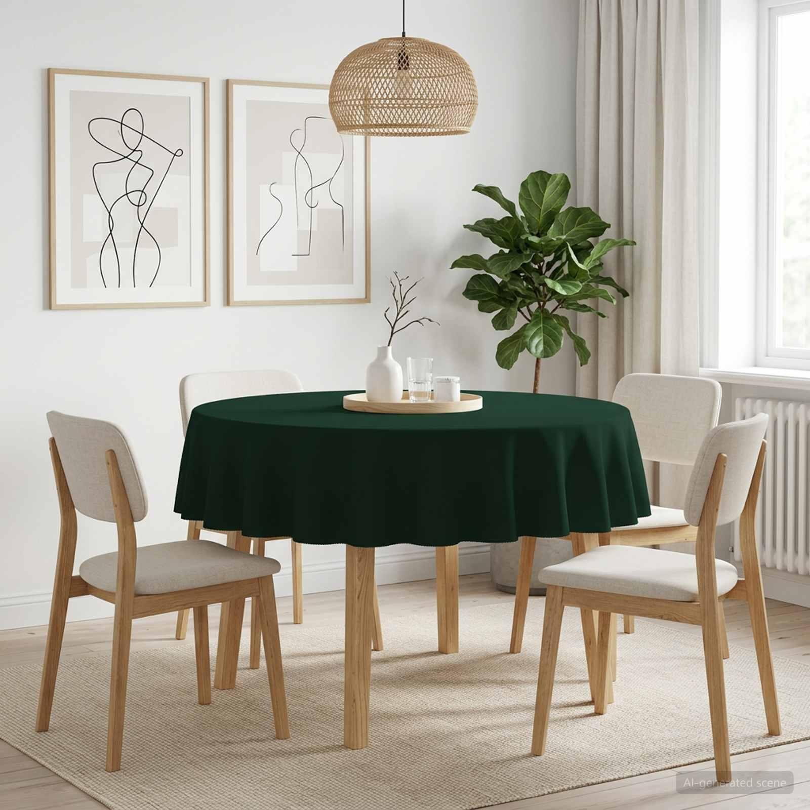 vidaXL Bordklæde Mørkegrøn Dia. 180 cm Polyester Rund