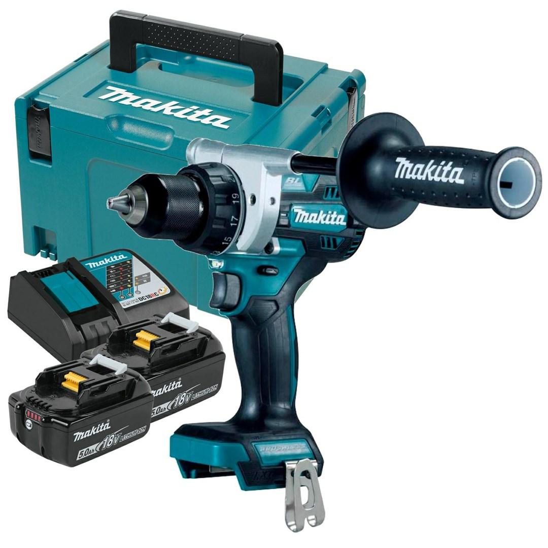Makita Bore-/skruemaskine 18V DDF492RTJ LTX, 130/65Nm, inkl. 2x5,0Ah batt. lader & kuffert