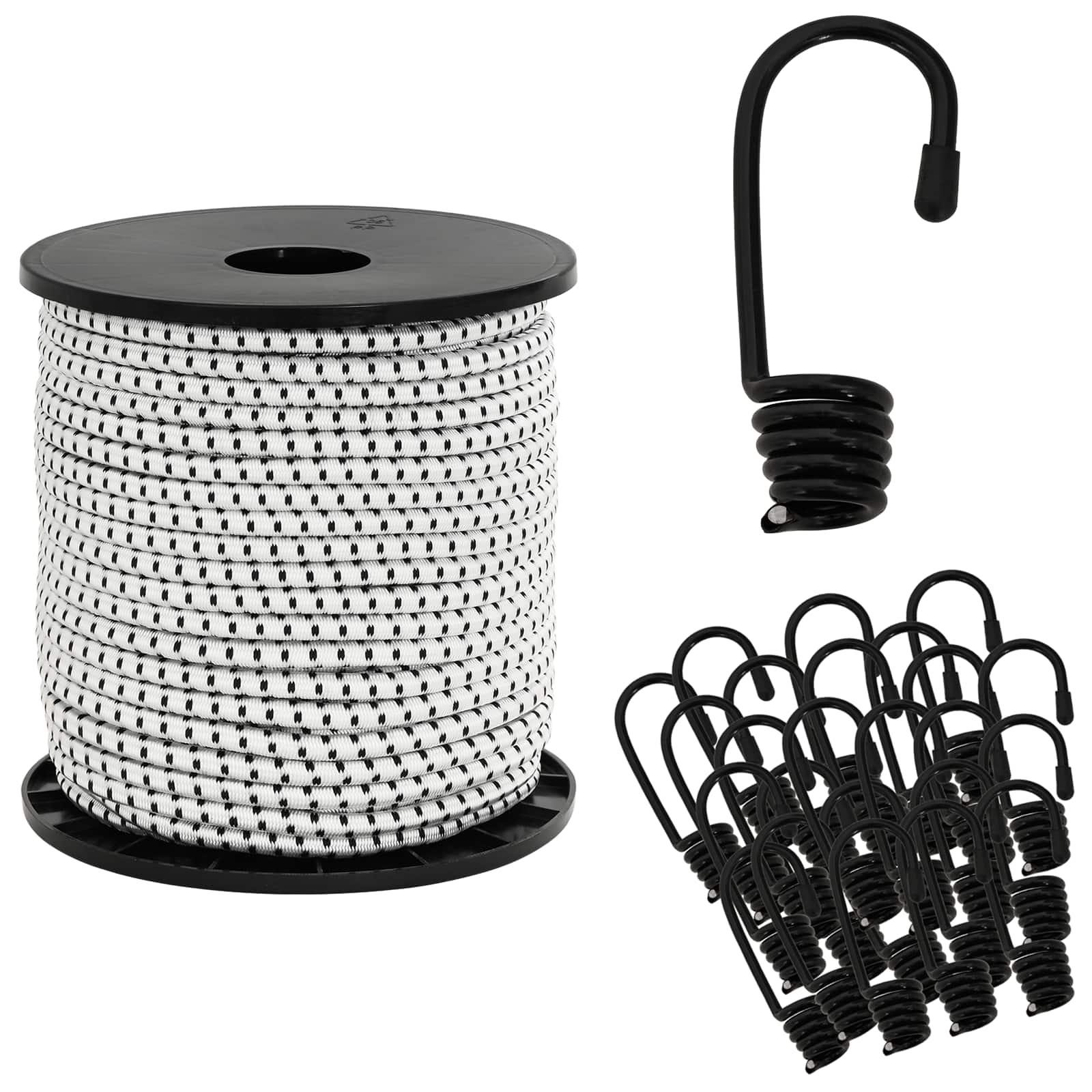 vidaXL Bungee Snore med Krog 60 mm Sort og Hvid PP og gummi