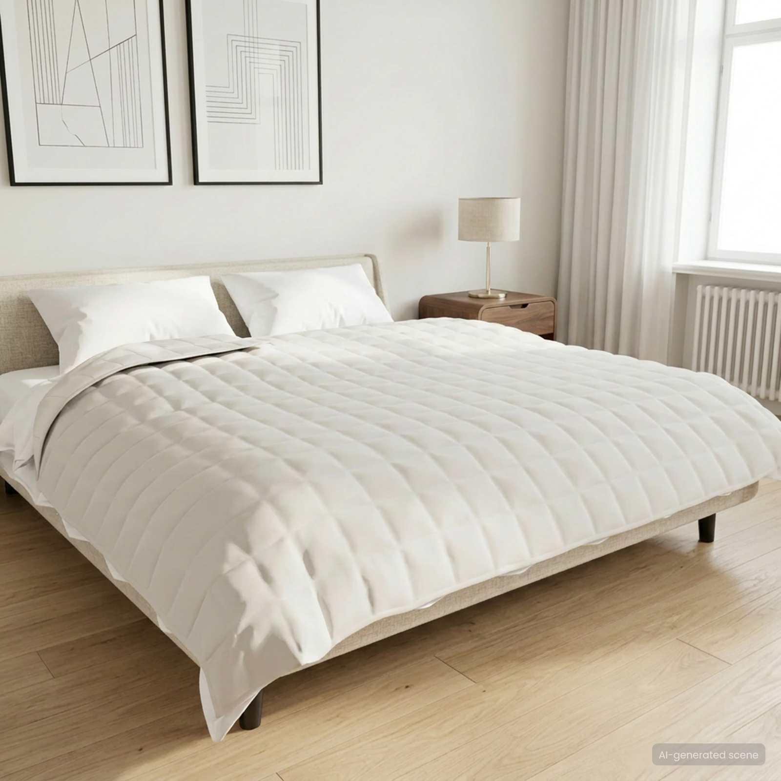 Vægtet tæppe 200 x 220 cm 13 kg i hvid bomuld 205T