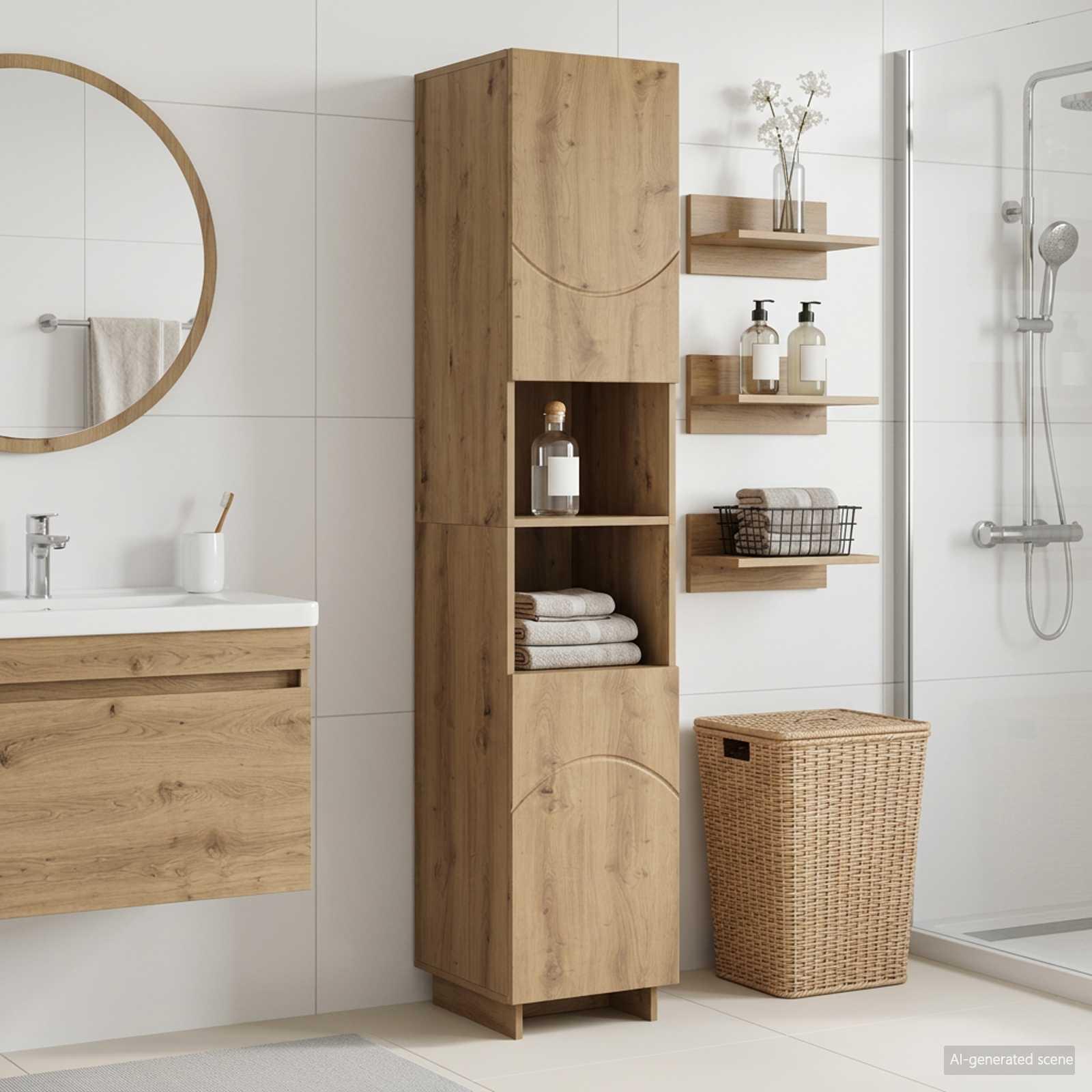 vidaXL Badeværelsesskab Artisan-eg 36.5 x 38 x 180 cm Konstrueret træ