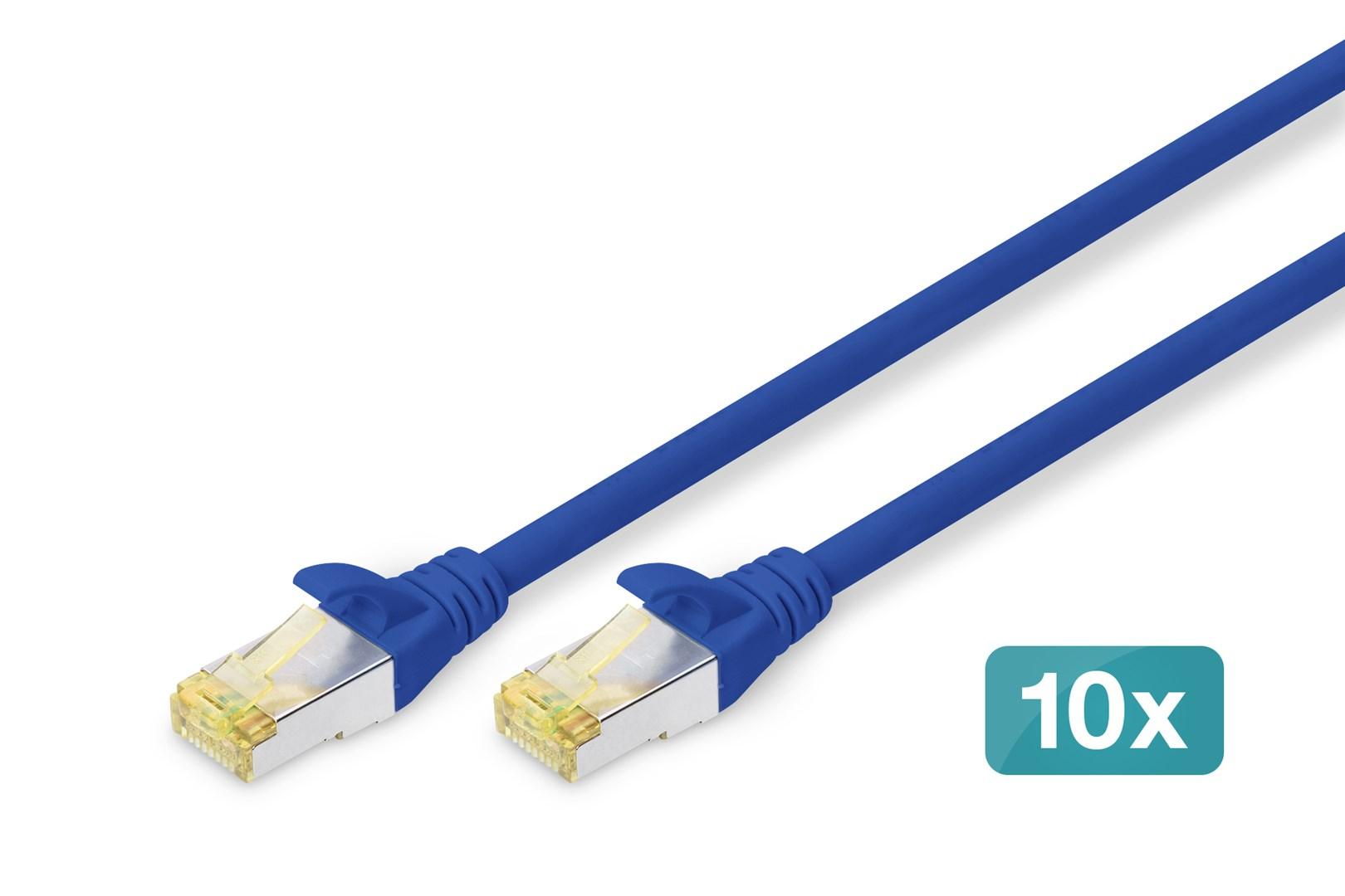 DIGITUS Cat 6A S/FTP patchkabel 2 m blå 10 stk.