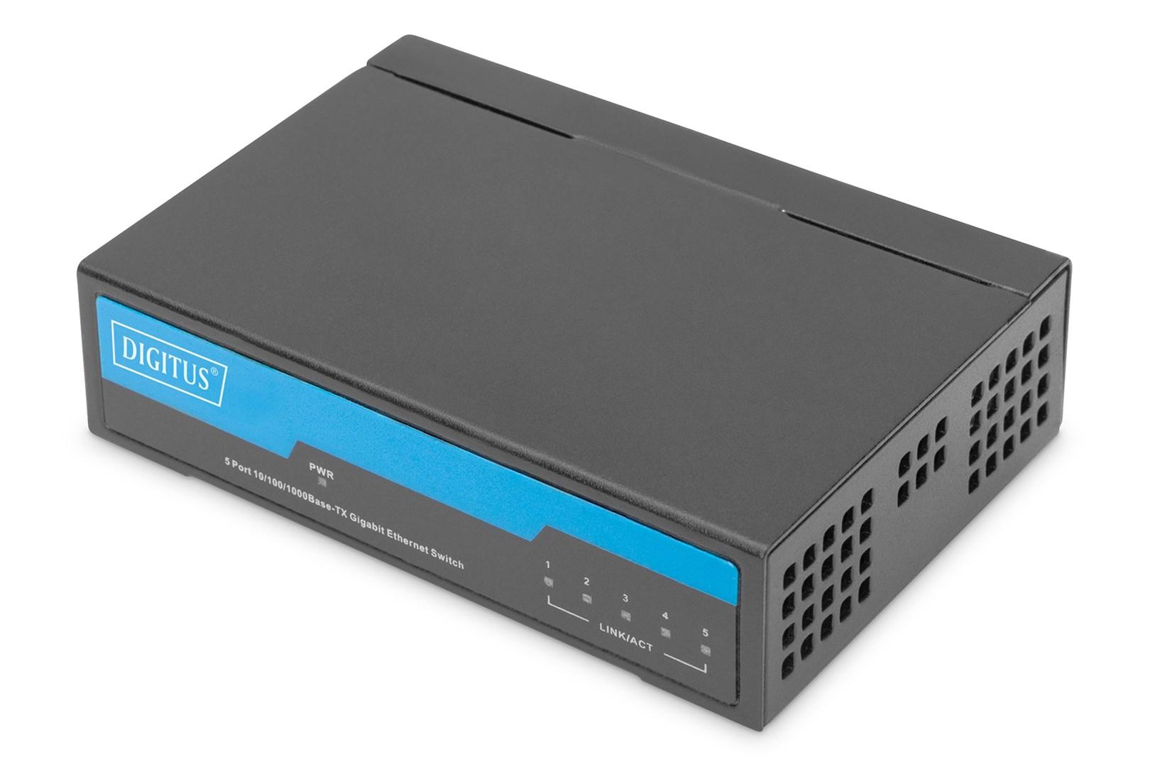 DIGITUS 5-port Gigabit switch unmanaged i metalhus sort