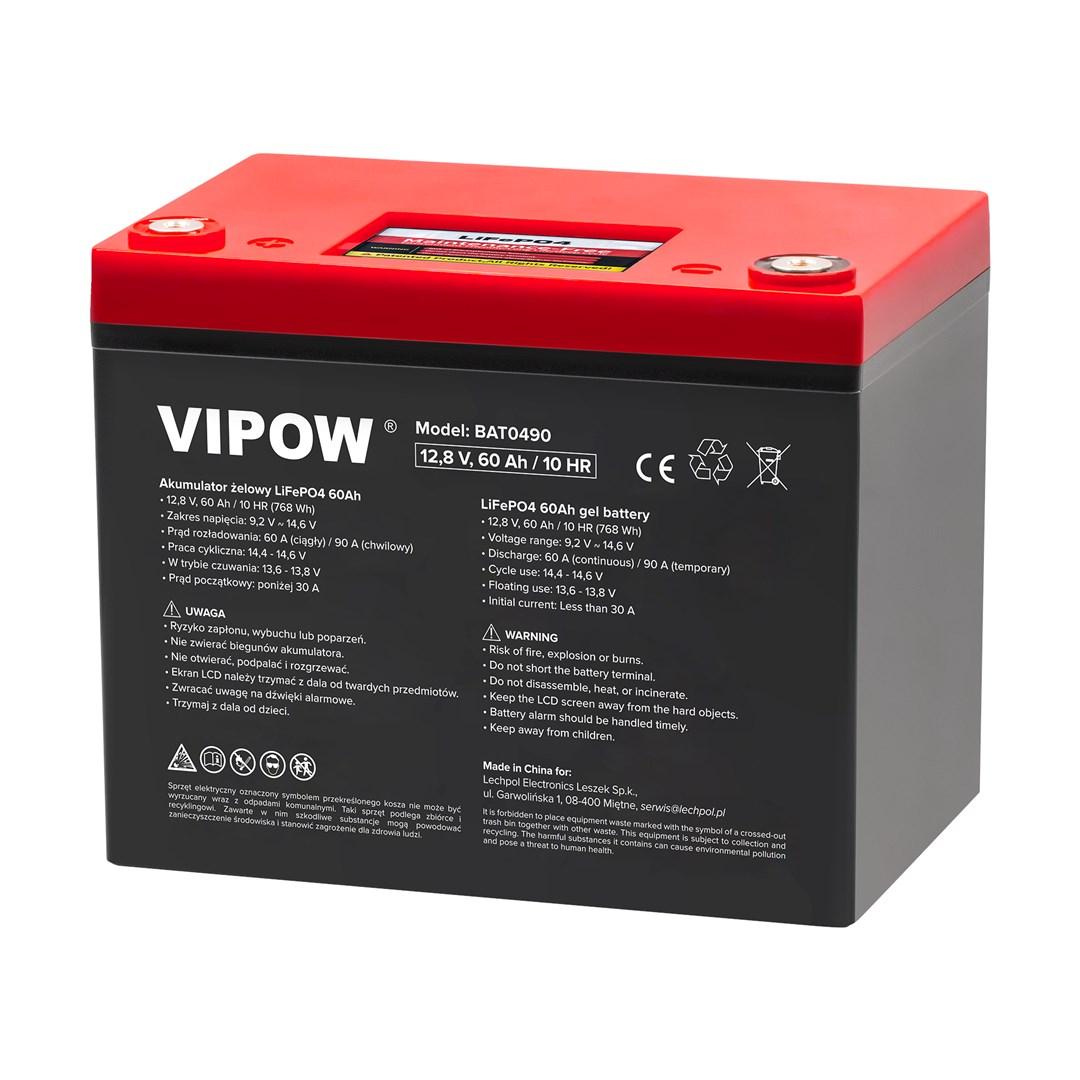 LiFePO4 batteri 12,8 V 60 Ah med BMS - BAT0490 genopladeligt akku