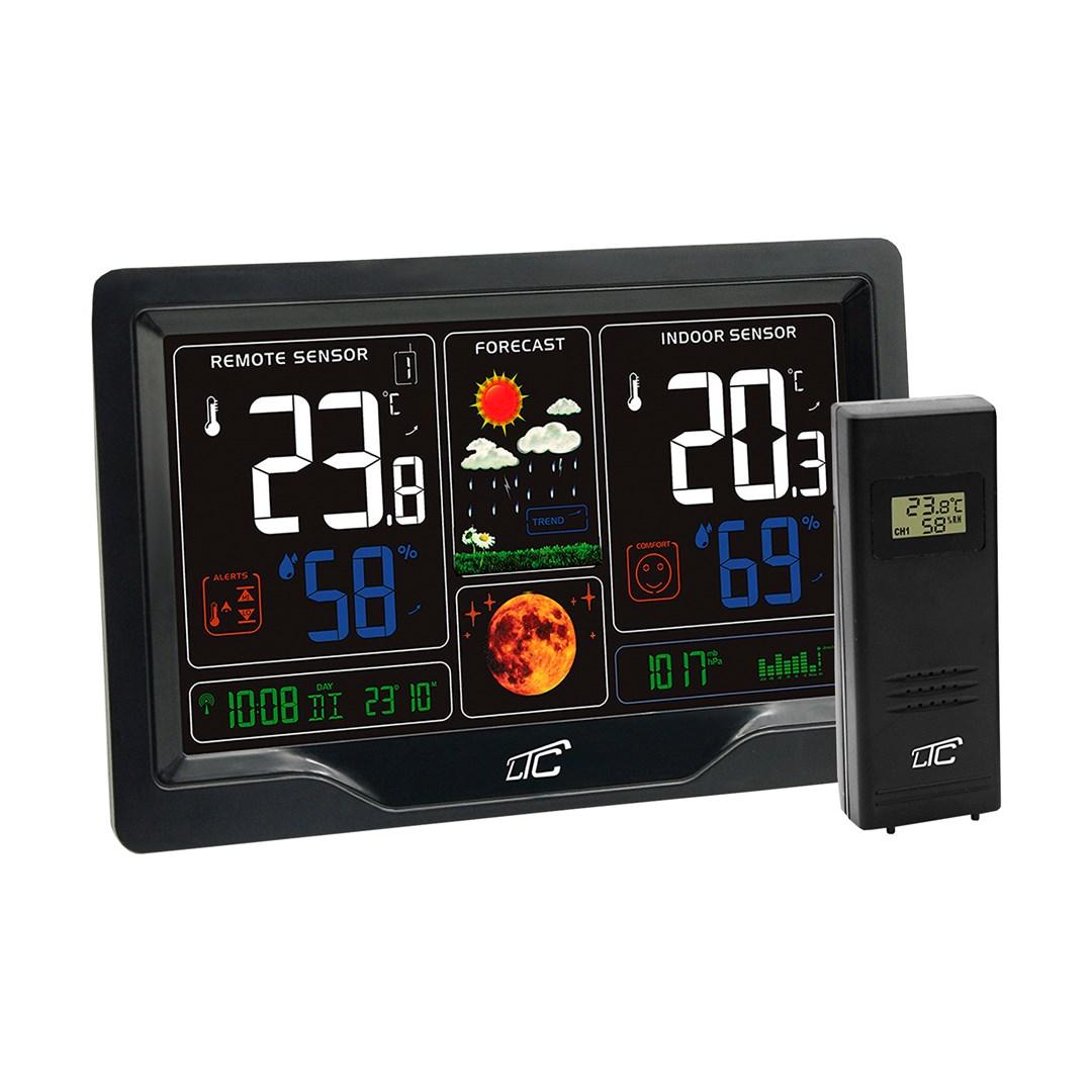 Vejrstation med farvedisplay og ekstern sensor - sort, model LXSTP09C