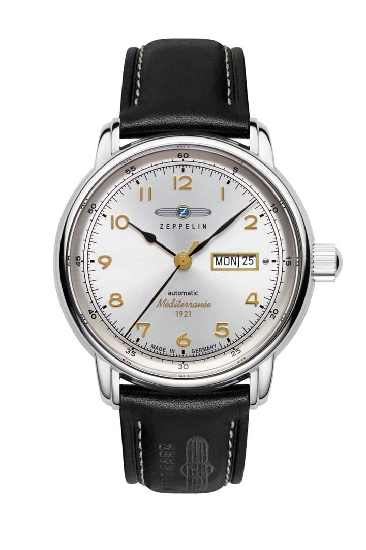 Zeppelin Mediterranee 96641 40 mm automatisk armbåndsur med dag- og datovisning - sort/sølv