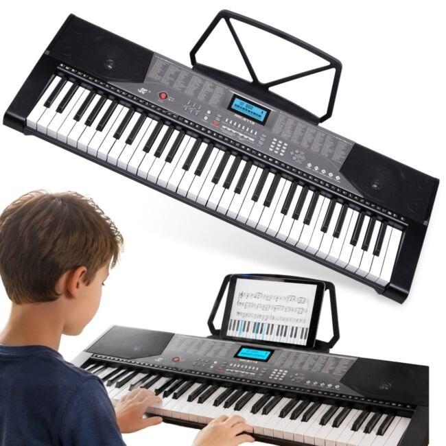 Elektronisk undervisningskeyboard MK 2113 - bærbart keyboard med 61 tangenter, LCD-display og nodeholder