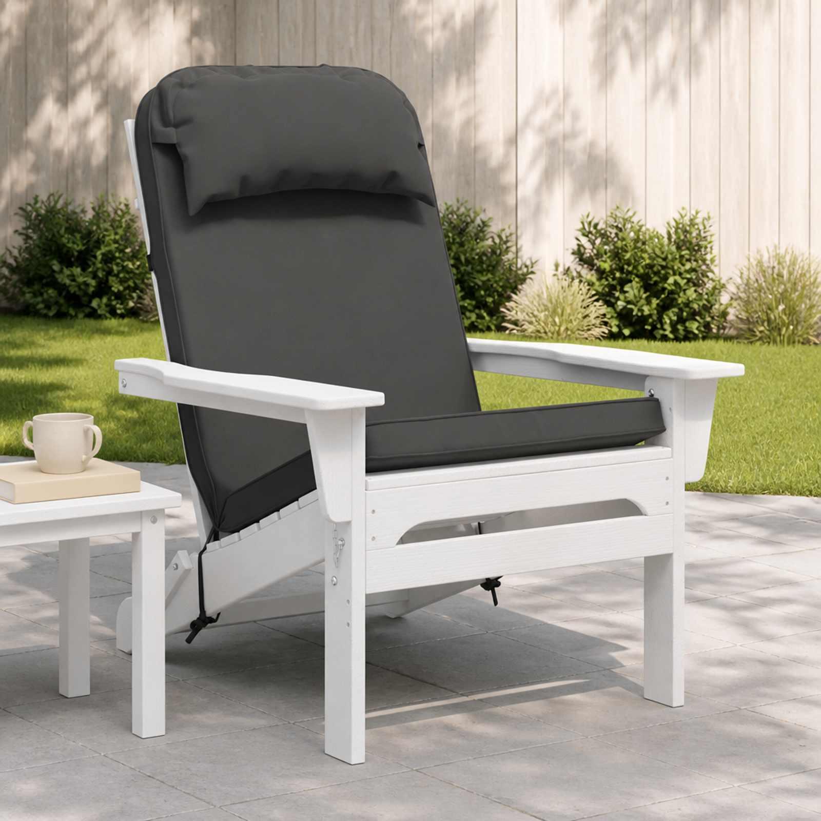 Solsengspude i 100% polyester med hovedstøtte 55 x 124 x 5 cm - antracit