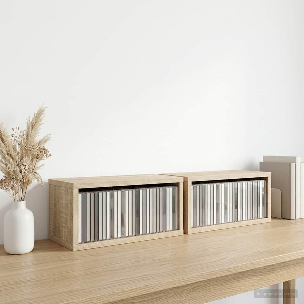 vidaXL CD Opbevaringsrække 2 stk. Sonoma-eg 40 x 17 x 17 cm