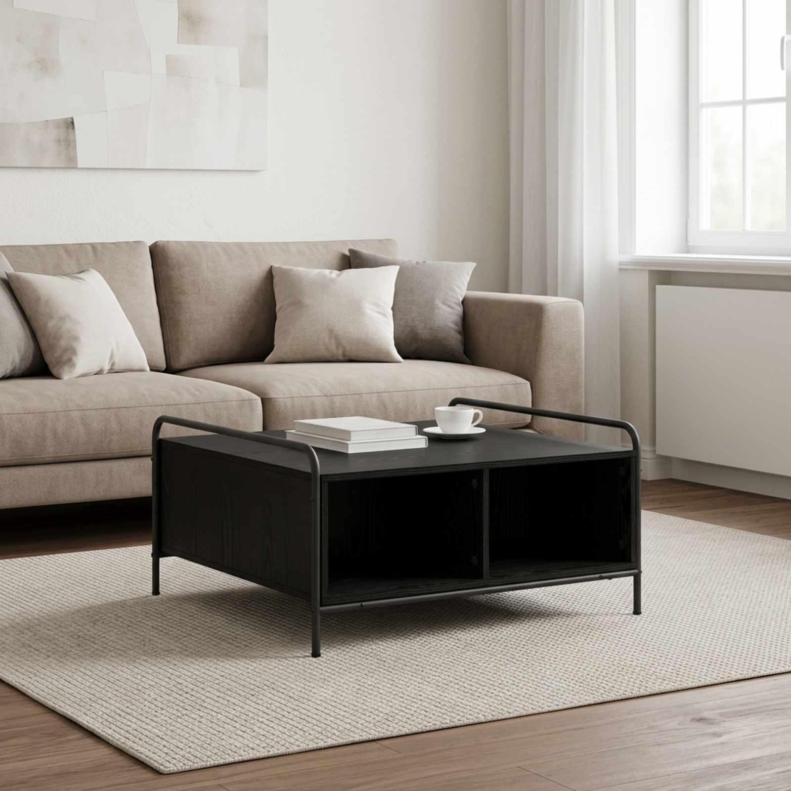 vidaXL Sofabord Sort eg 50 x 49 x 41 cm Konstrueret træ