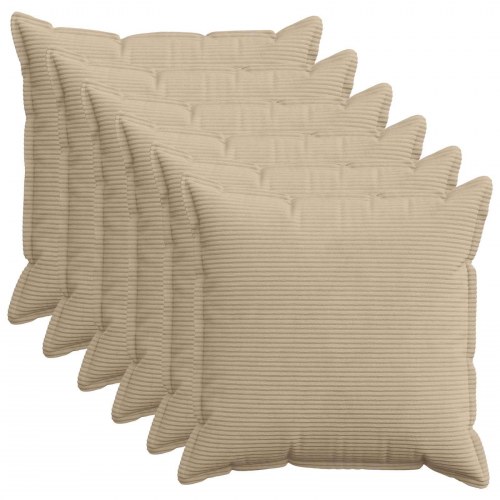 Pudebetræk HOUTEN 6 stk. gråbrun 70 x 70 cm cordfløjl