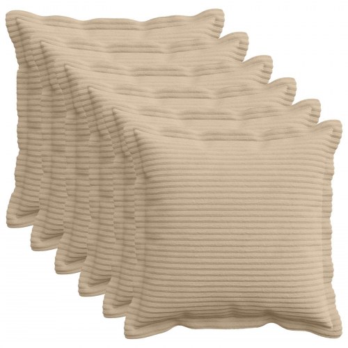 Pudebetræk HOUTEN 6 stk. gråbrun 50 x 50 cm i cordfløjl