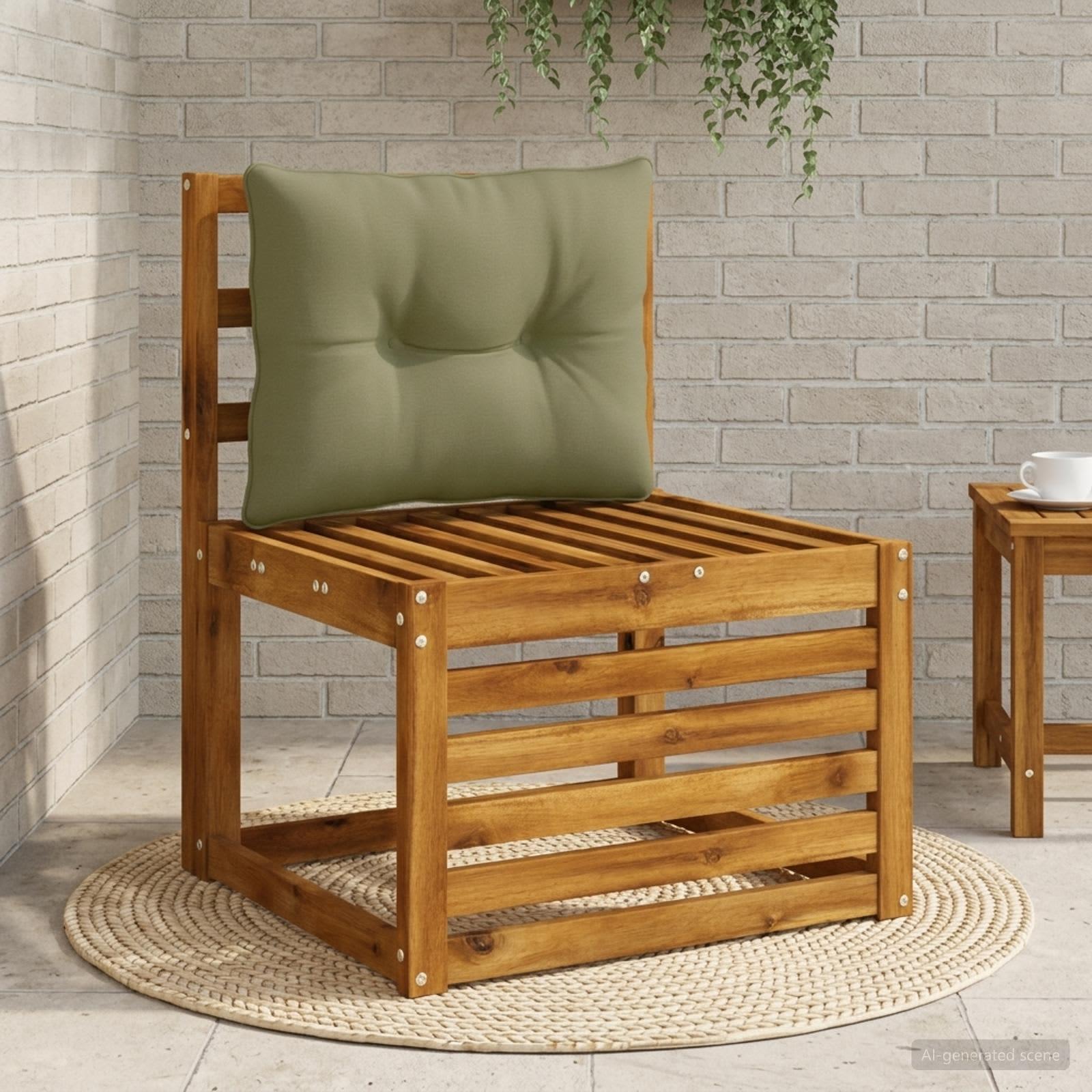Rygpude PUTTEN i 100% polyester til stol eller sofa, olivengrøn 60 x 40 x 10 cm