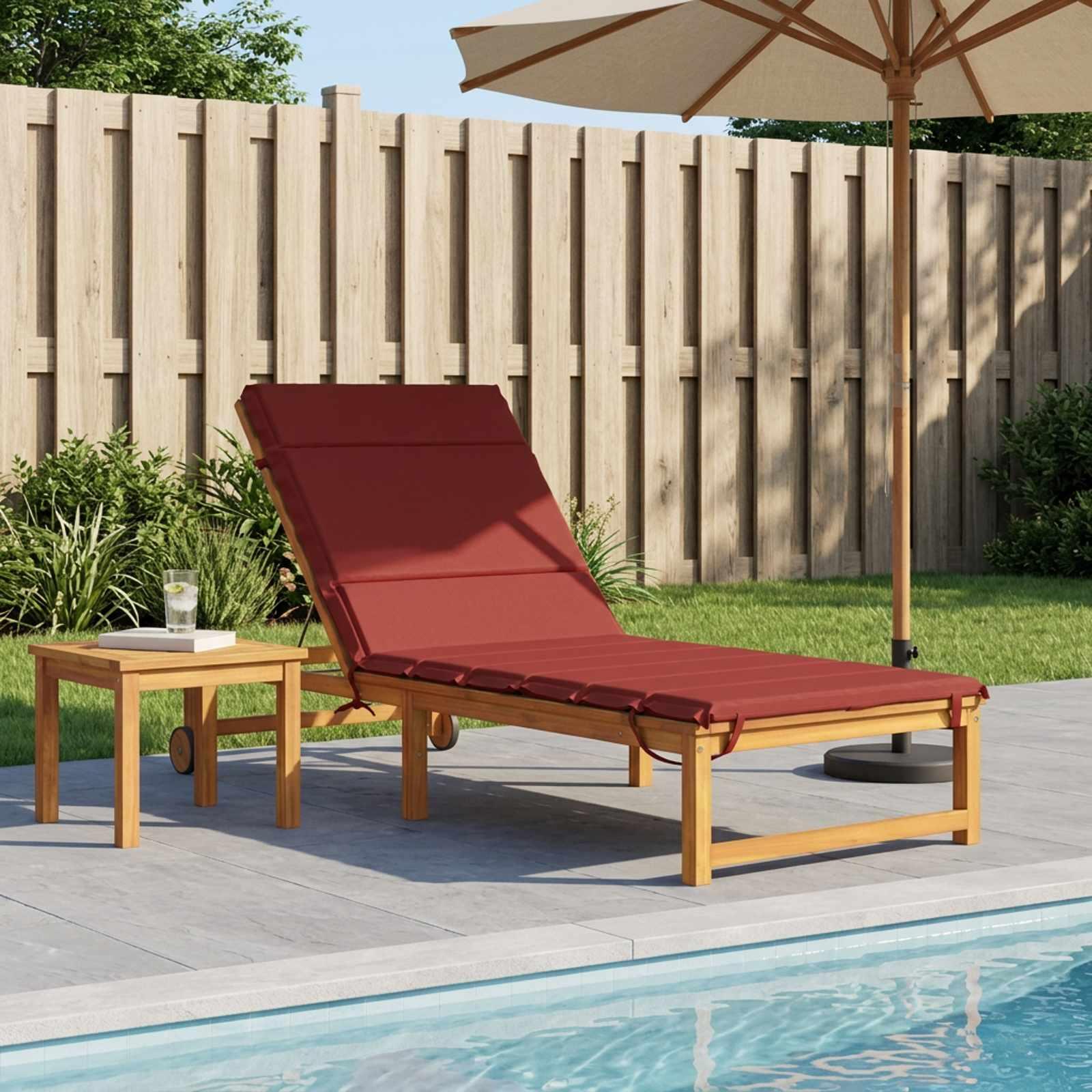 vidaXL Solseng Pude GEMERT 100% polyester Vinrød 200 x 80 x 3 cm