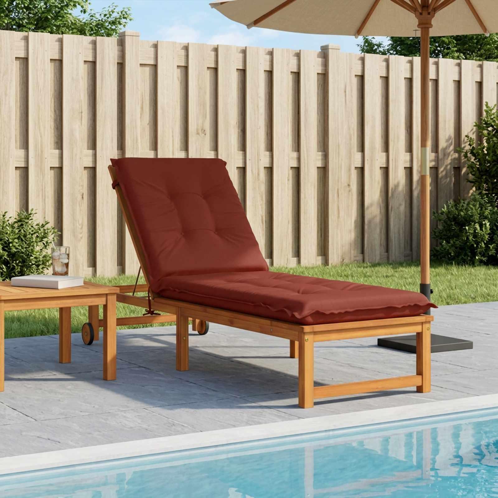 vidaXL Solseng Pude GEMERT 100% polyester Rød 190 x 50 x 9 cm