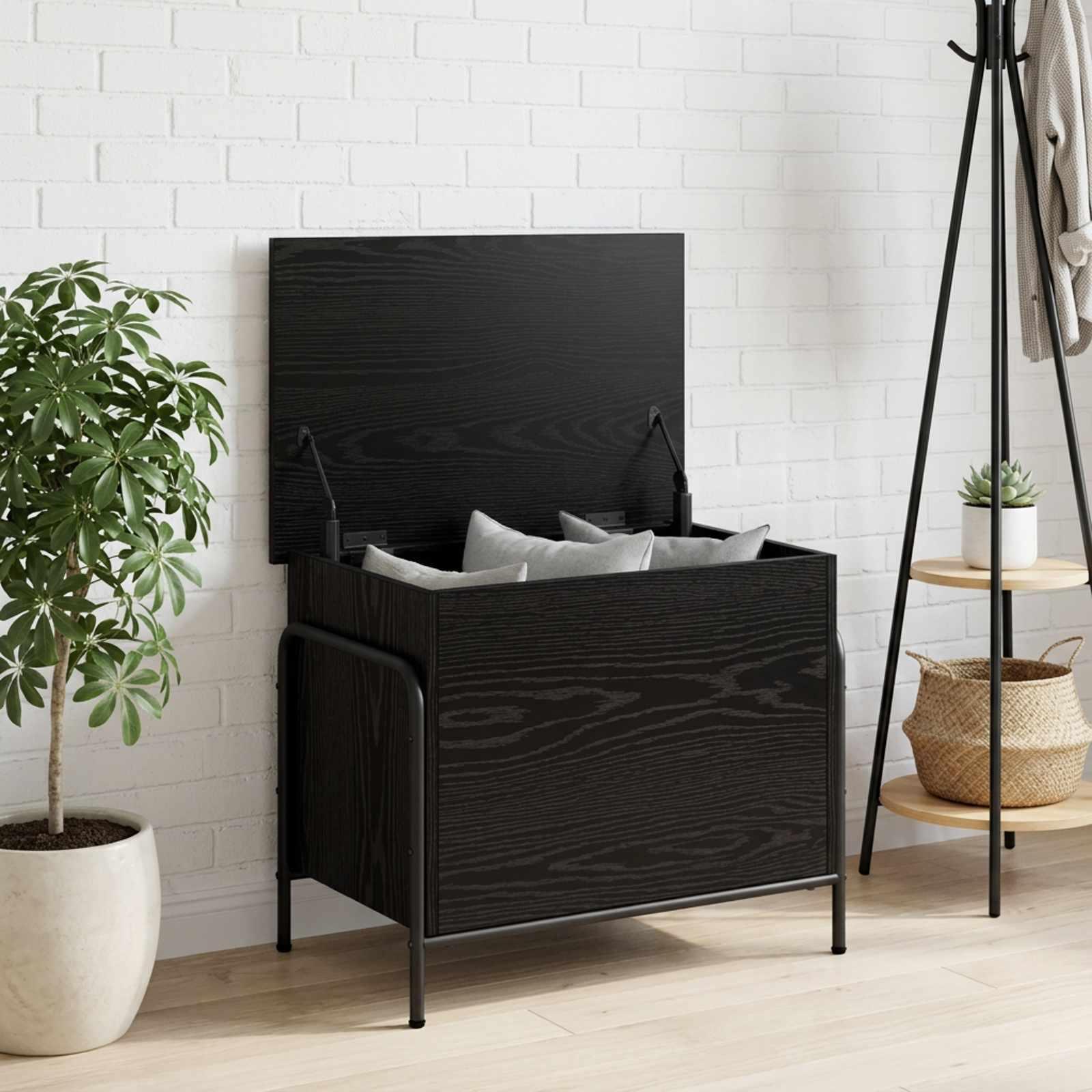 vidaXL Opbevaringskasse Sort eg 80 x 40 x 49,5 cm Konstrueret træ