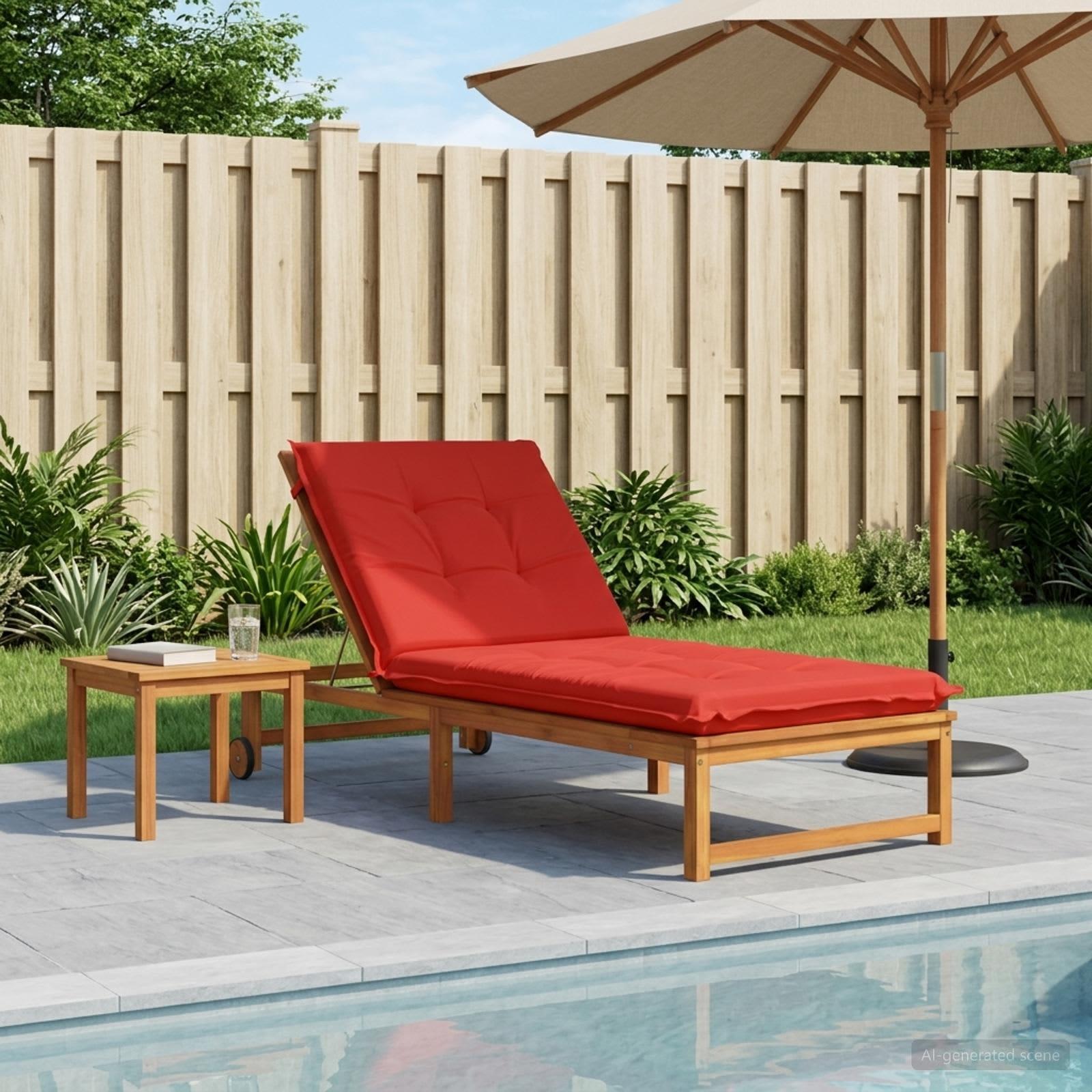 vidaXL Solseng Pude GEMERT 100% polyester Rød 190 x 80 x 9 cm